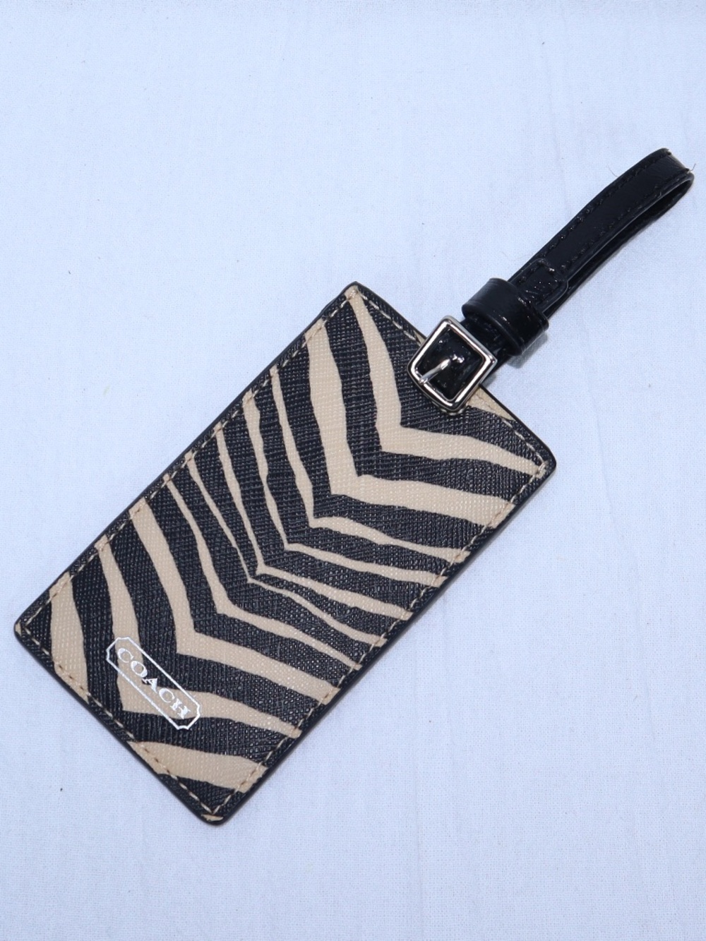 Coach Zebra Luggage Tag Travel Luxury ID Black and White